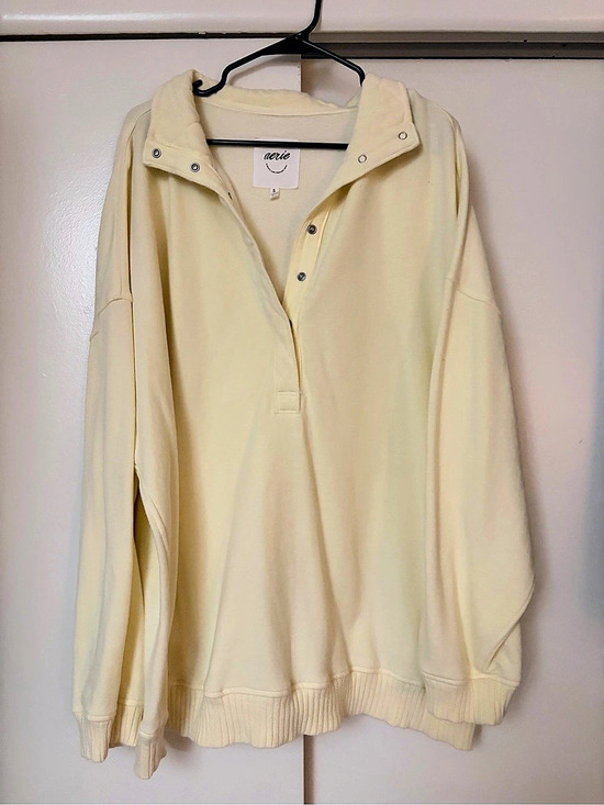 aerie Tops - Aerie Oh Snap! Sweatshirt Snap Pullover Yellow XL